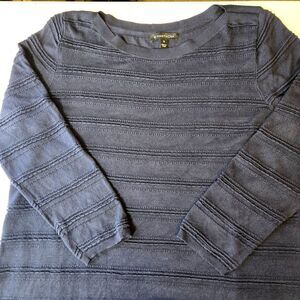 41 Hawthorn Hauthie Pointelle Pullover Sweater Navy Size X L Career 3/4 Sleeve